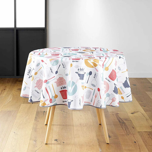 Douceur D'Interieur Nappe Ronde Toile Cirée Kitchen 160cm Multicolore