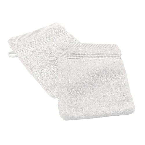 Douceur D'Interieur Lot de 2 Gants de Toilette Tendresse 15x21cm Blanc