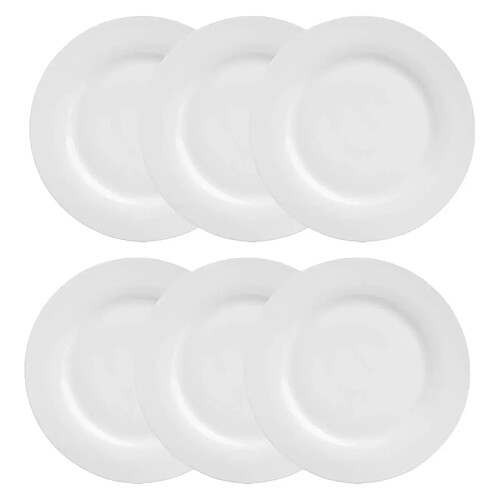 Secret De Gourmet Lot de 6 Assiettes Porcelaine Uni 24cm Blanc