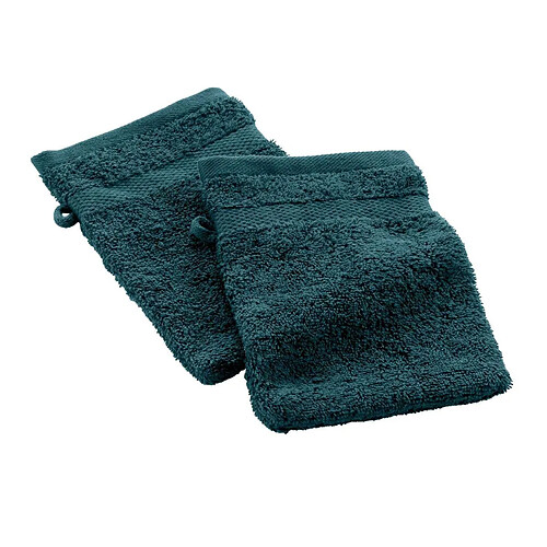 Douceur D'Interieur Lot de 2 Gants de Toilette Elegance 15x21cm Bleu