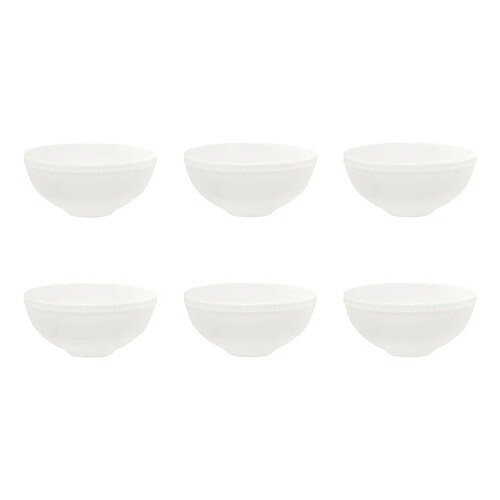 Secret De Gourmet Lot de 6 Bols en Porcelaine Perle 50cl Blanc