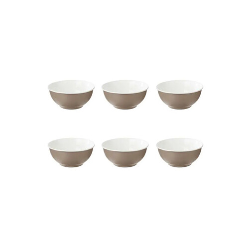 Secret De Gourmet Lot de 6 Bols en Porcelaine Nature 52cl Taupe