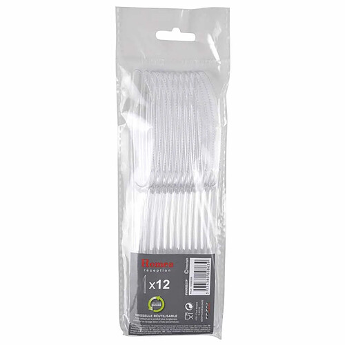 Homea Lot de 12 Couteaux Réutilisables 20cm Transparent