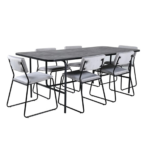 Paris prix Ensemble table à manger 6 chaises - Gris et noir