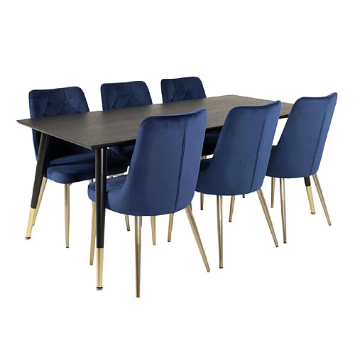 Paris prix Table à manger 6 chaises - Noir, bleu et or