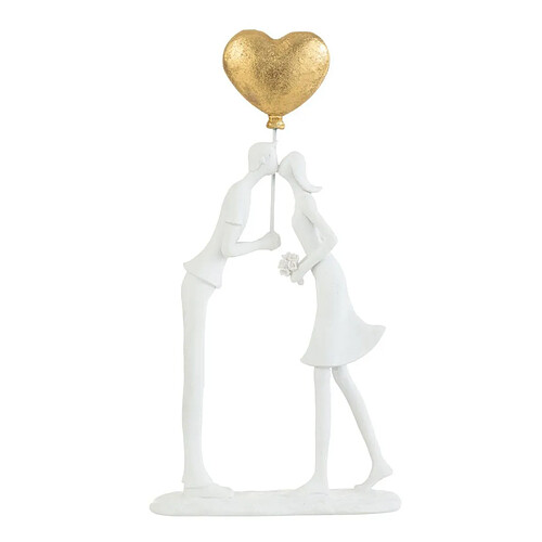 Paris Prix Statuette Déco Couple Bisous Cœur 30cm Blanc