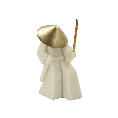 Paris Prix Statuette Déco Samouraï Toku 24cm Blanc & Or