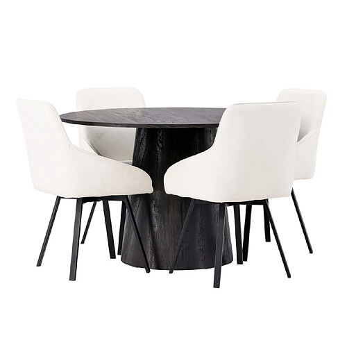 Paris prix Ensemble table repas + 4 chaises - Beige & moka
