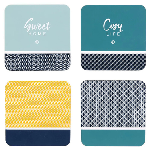 Paris Prix Lot de 4 Dessous de Verre Cosy Life 10cm Multicolore