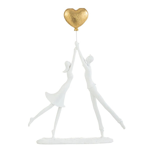Paris Prix Statuette Déco Couple Debout Cœur 37cm Blanc