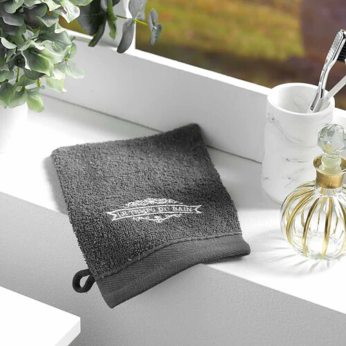 Douceur D'Interieur Lot de 2 Gants de Toilette Vintage 15x21cm Anthracite