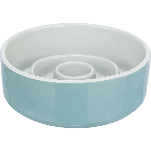 Trixie Gamelle anti-glouton Slow Feeding - 17 cm - Bleu et gris