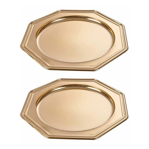 Homea Lot de 2 Plateaux Déco Octogonaux 30cm Or