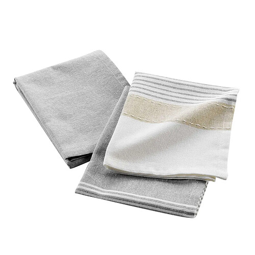 Paris Prix Lot de 2 Torchons de Cuisine Iliade 50x70cm Gris