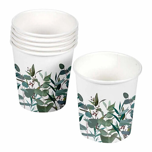 Homea Lot de 10 Gobelets en Carton Eucalyptus 23cl Blanc