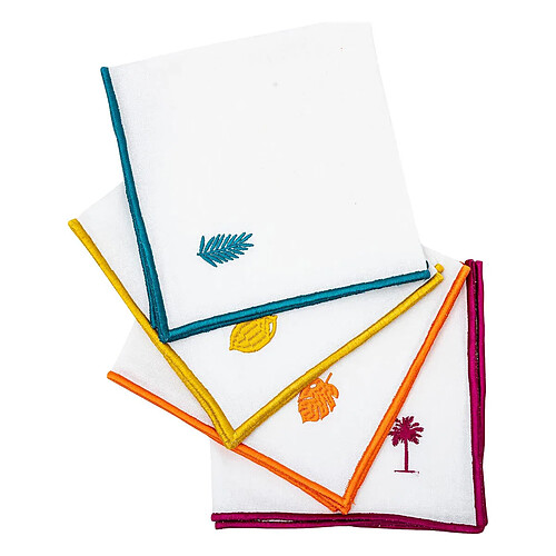 Atmosphera Lot de 4 Serviettes de Table Yucatan 40x40cm Blanc