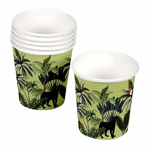 Homea Lot de 10 Gobelets en Carton Palmeraie 23cl Vert