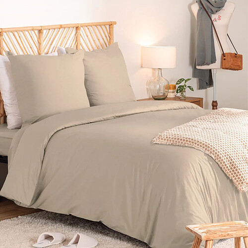 Atmosphera Parure de Lit 3 Pièces Percale 240x220cm Beige Lin