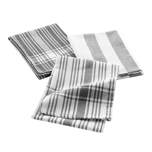 Paris Prix Lot de 3 Torchons Bayado 50x70cm Anthracite