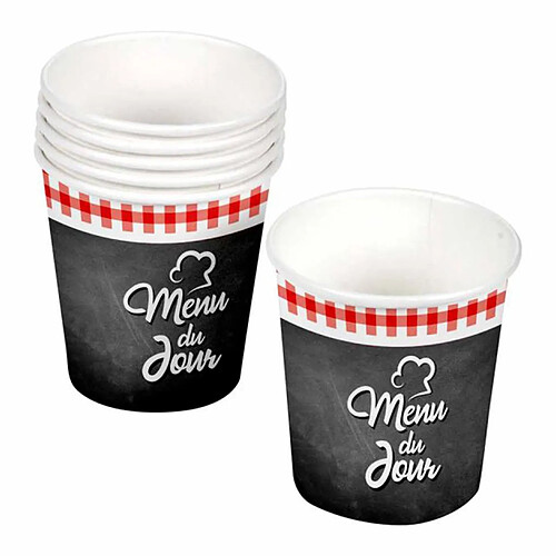 Homea Lot de 10 Gobelets en Carton Menu du Jour 23cl Noir