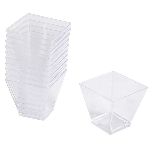 Homea Lot de 25 Verrines Carrées en Plastique Réutilisable Mini Apéritif 6cl Transparent
