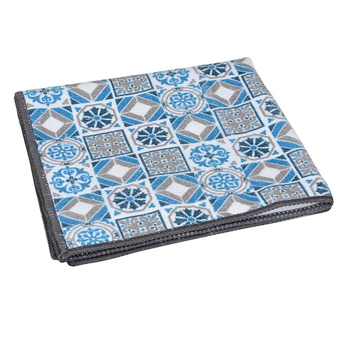 Homea Torchon Carreaux de Ciment 40x40cm Bleu & Gris