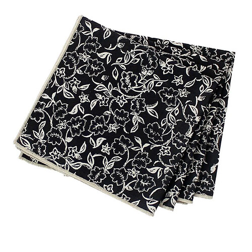 Paris Prix Lot de 4 Serviettes de Table Linette 40x40 Noir & Écru