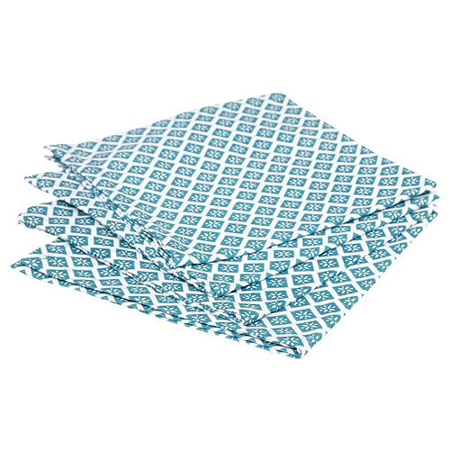 Atmosphera Lot de 4 Serviettes de Table Tikal 40x40cm Bleu