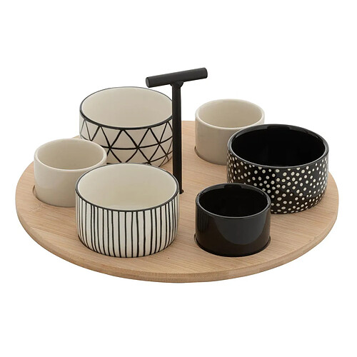 Paris Prix Service Apéritif 7 Pièces Avery 29cm Noir & Blanc