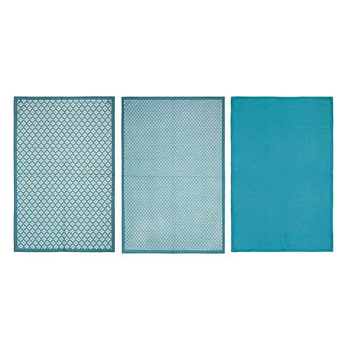 Atmosphera Lot de 3 Torchons Imprimé 45x70cm Bleu