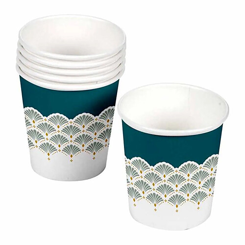Homea Lot de 10 Gobelets en Carton Floral Damask 23cl Blanc
