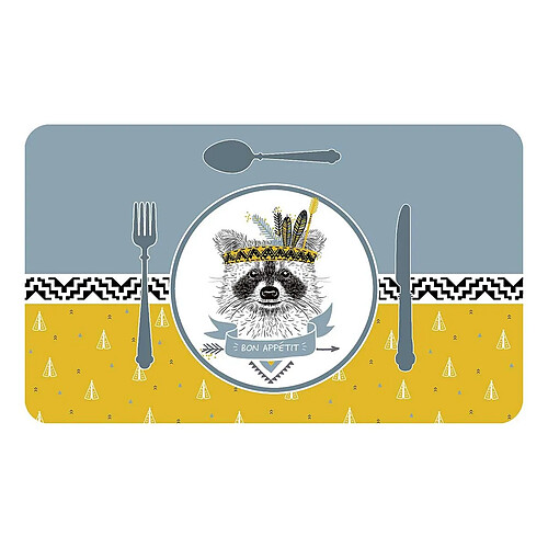 Douceur D'Interieur Set de Table Enfant Filou 28x44cm Bleu & Jaune