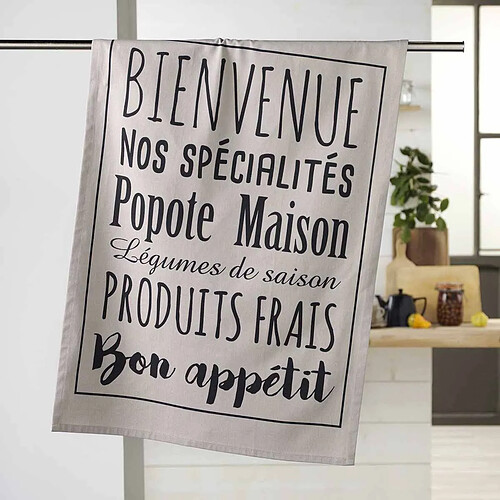 Paris Prix Torchon de Cuisine Imprimé Popote 50x70cm Lin