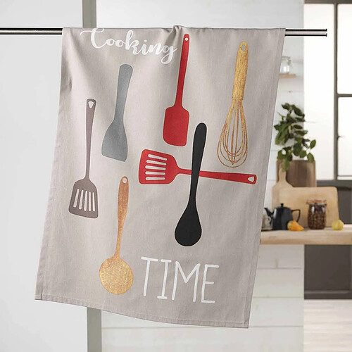 Paris Prix Torchon de Cuisine Cooking Time 50x70cm Beige