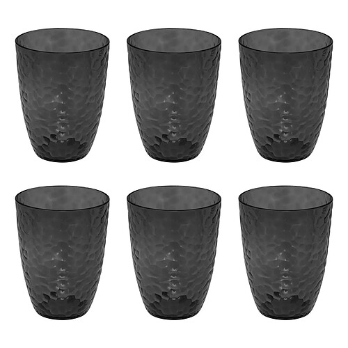 Five Simply Smart Lot de 6 Gobelets Réutilisables Estiva 38cl Gris Charbon