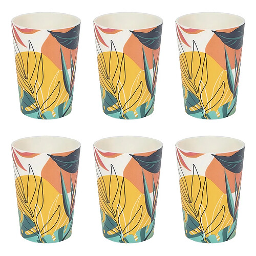 The Home Deco Factory Lot de 6 Gobelets Réutilisables Paradis Exotique 25cl Multicolore