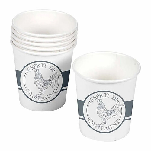 Homea Lot de 10 Gobelets en Carton Esprit Campagne 23cl Blanc