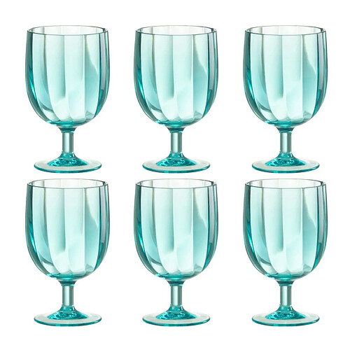 Paris Prix Lot de 6 Verres à Vin Réutilisable Plastique 31cl Bleu