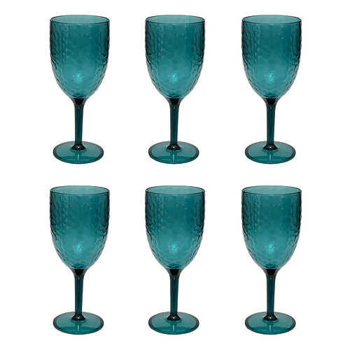 Five Simply Smart Lot de 6 Verres à Pied Réutilisables Estiva 35cl Bleu Pétrole