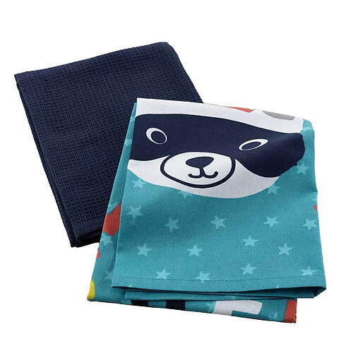 Douceur D'Interieur Lot de 2 Torchons Enfant Mini Chef 50x70cm Bleu