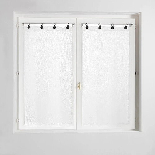 Douceur D'Interieur Paire de Voilages à Anneaux Linka 60x120cm Blanc