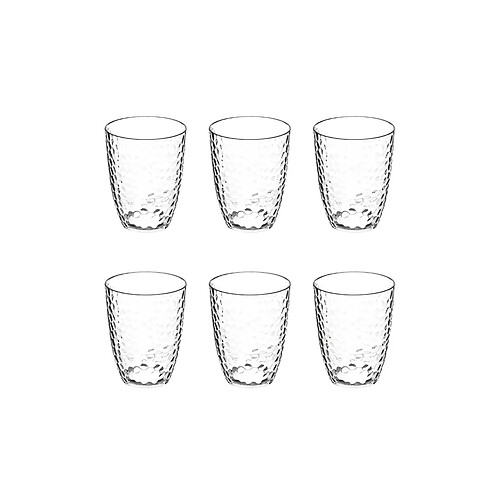 Five Simply Smart Lot de 6 Gobelets Plastique Réutilisable Martelé 38cl Transparent