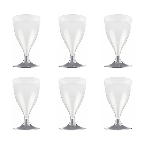 Homea Lot de 6 Verres à Vin Réutilisable Plastique 18cl Gris