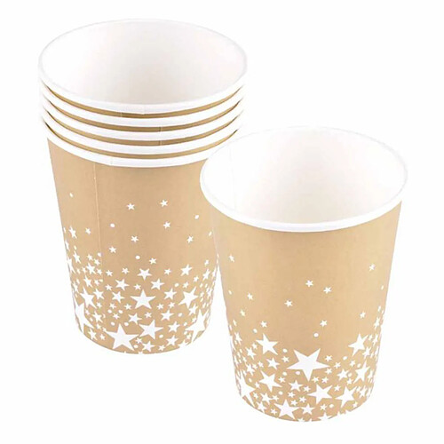 Homea Lot de 6 Gobelets en Papier Étoile 25cl Or