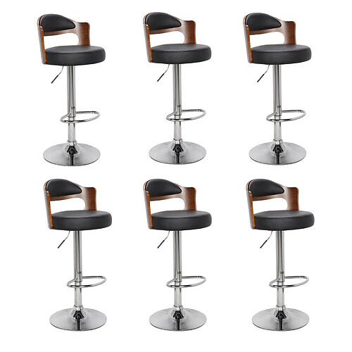 Paris Prix Lot de 6 Chaises de Bar Wilson 90-110cm Noir & Marron