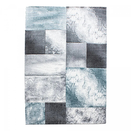 UnAmourDeTapis tapis chambre 160x230 tissé bleu et gris clair rectangle motif géométrique