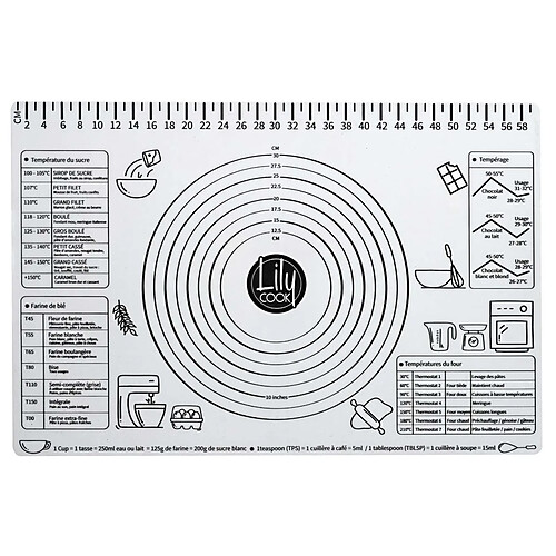 Paris Prix Tapis de Pâtisserie Gradué Anti Adhésif 40x60cm Gris