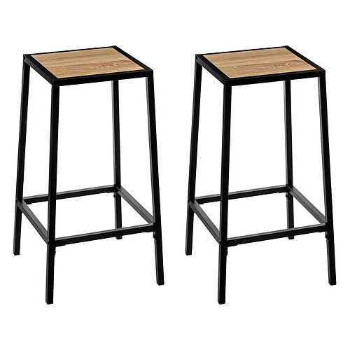 Five Simply Smart Lot de 2 Tabourets de Bar Aliaj 71cm Noir