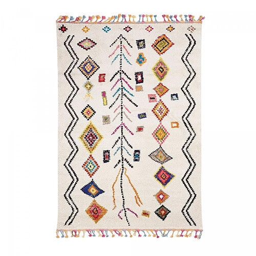 UnAmourDeTapis Tapis berbère 80x200 tissé motif ethnic LYN5 OURIKA E ivoire