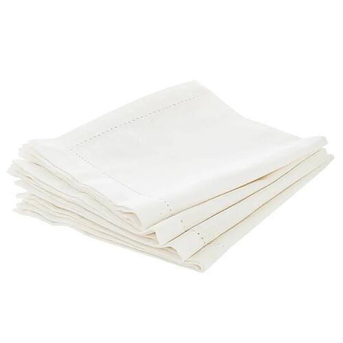 Atmosphera Lot de 4 Serviettes de Table Chambray 40x40cm Ecru